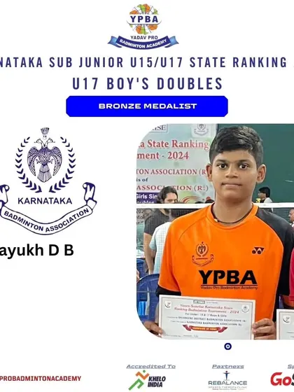 These posters highlight the consistent success of my junior and sub-junior players across various state-level tournaments in Karnataka, Tamil Nadu, and Assam, showcasing their achievements in singles and doubles categories.