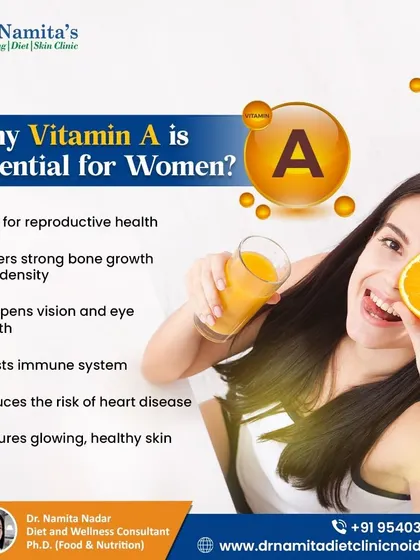 Vitamin A is essential for women's health for many reasons. It is vital for reproductive health, strong bones, sharp vision, and glowing skin. I can help you ensure you are getting enough through your diet.