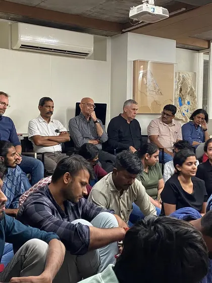 The audience at my Tuesday Talk at Sangath, a mix of students, colleagues, and friends.