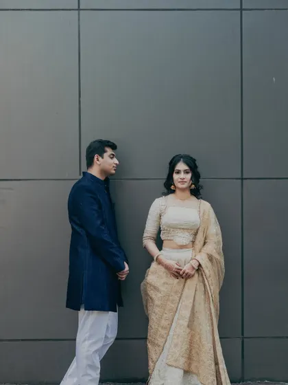 An artistic shot from an engagement session. The makeup is subtle enough to look beautiful from a distance, creating a timeless and elegant portrait.