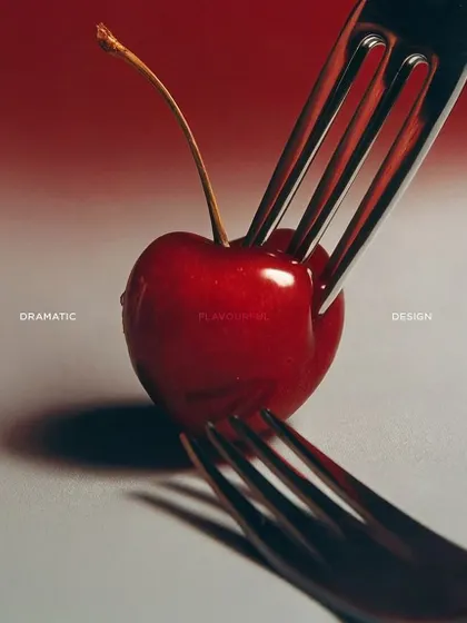 We believe in dramatic flavor and design. This conceptual shot, created for a collaboration with Valentino, captures our philosophy: every element, down to a single cherry, is an opportunity for beauty and storytelling.