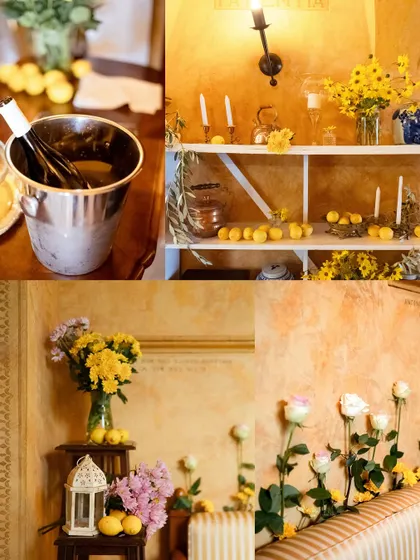 A collage of the beautiful, lemon-themed decor from a wedding in Italy. I believe in capturing the small details that create the overall atmosphere of your special day.