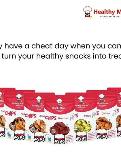Why have a cheat day when you can turn your healthy snacks into treats? Our range of baked chips, made from oats, ragi, jowar, and beetroot, lets you indulge without the guilt.