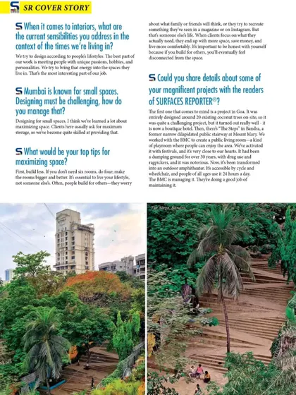 A magazine feature discussing our approach to designing for small spaces in Mumbai and our work on magnificent projects like The Steps at Mount Mary, which we transformed into an outdoor amphitheater.