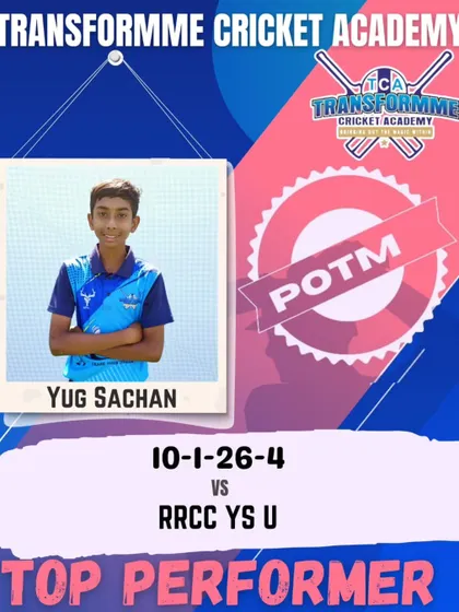 Yug Sachan, awarded Player of the Match for his match-winning 4-wicket spell.