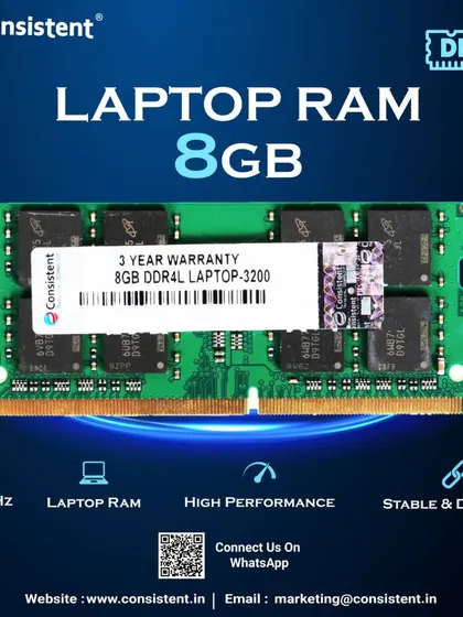 This 8GB DDR4 laptop RAM module runs at a speedy 3200MHz, providing a noticeable improvement in performance. It's a stable and durable upgrade that ensures faster load times and smoother multitasking on the go.
