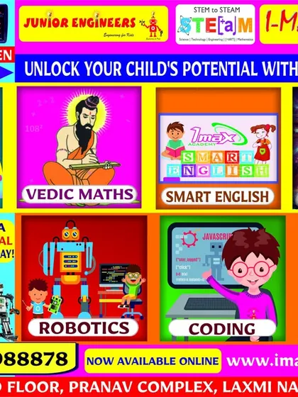 A focused flyer for our Laxmi Nagar center, promoting Robotics, Abacus, and our Smart English program to build a well-rounded skill set.