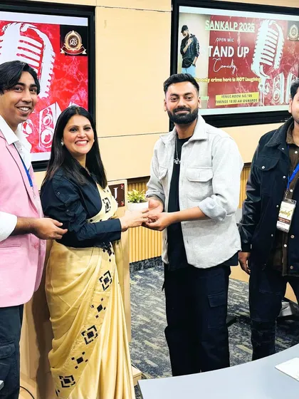 Being felicitated by the organizers at the Sankalp 2k25 festival. It's a moment of mutual respect and appreciation.