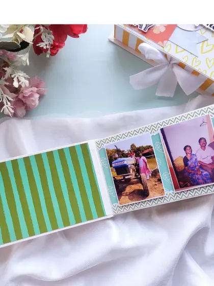 A simple layout showcasing two photos from different times, showing the journey of a couple.