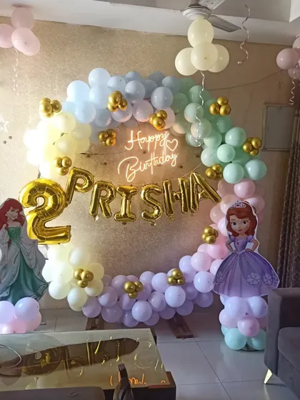 Another view of the princess-themed home decoration for Prisha's 2nd birthday.