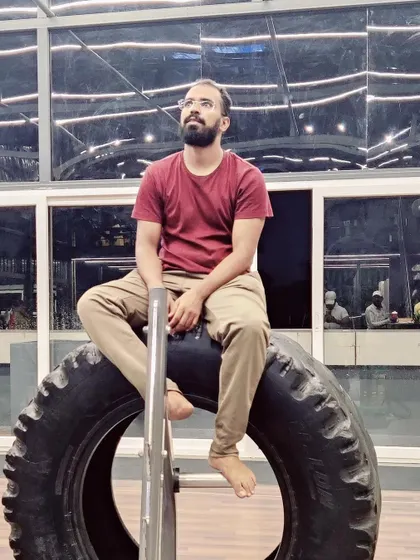 A moment of quiet contemplation at the gym after a session.