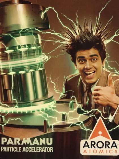 A fun, energetic ad for the 'Parmanu Particle Accelerator' from Arora Atomics. This series blends the optimism of the atomic age with a distinctly Indian commercial sensibility.