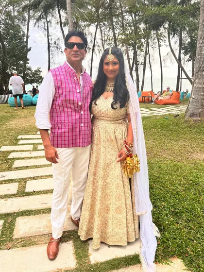 A photo with the gorgeous bride at her beach wedding. Being a part of these happy moments is the most rewarding aspect of my job as a wedding DJ.