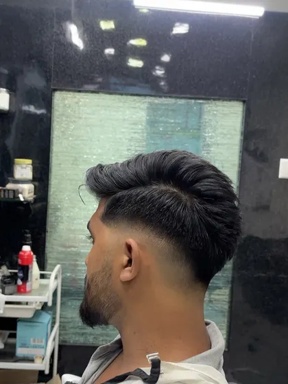 The back view of the textured fade, showing the clean blend.