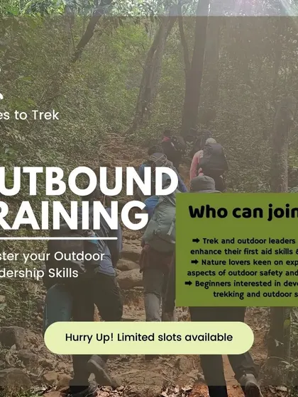 An announcement for our Outbound Training program. We offer specialized courses for anyone looking to master outdoor leadership and first aid skills.