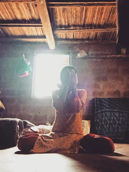 This is what my practice looks like most days. No fancy studio, no perfect lighting, just finding a space and sitting. Sometimes the only thing you can manage is to simply sit, and that is enough. I know I can't always work with my mind, but I can work with my body. This is the foundation of Hatha Yoga.