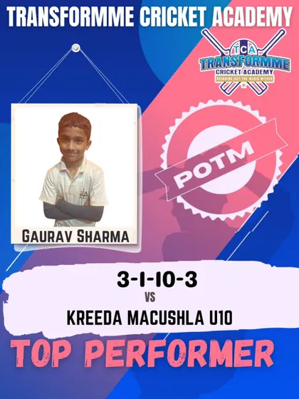 Gaurav Sharma again, this time taking 3 crucial wickets in another U-10 match.