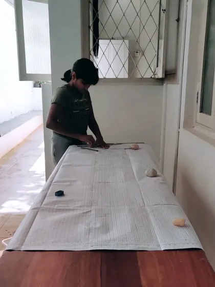 More scenes of mathematics in action, from children measuring themselves against a chalkboard to creating secret rooms of math puzzles. These images show how math is a joyful, creative, and collaborative language at our school.