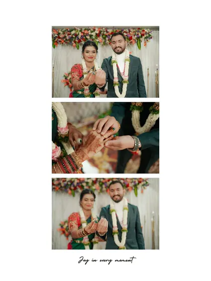 A vertical collage telling the story of the ring exchange, a key moment in any engagement ceremony.