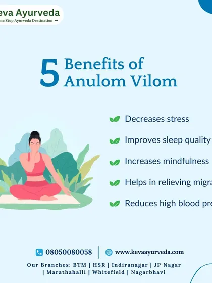 Anulom Vilom, or alternate nostril breathing, is a simple pranayama with profound benefits. It helps decrease stress, improve sleep quality, and reduce high blood pressure.