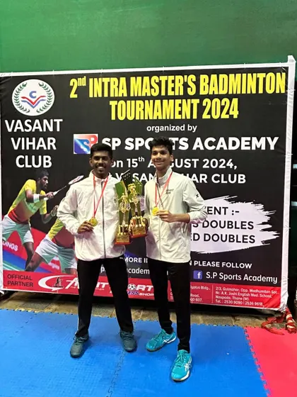 Champions Siddhesh & Sujal from the Intra Masters Tournament.