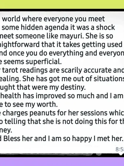 This client's testimonial points to my straightforward and honest approach. A reading with me is meant to be revealing and accurate, helping you see your own worth and get out of situations you thought were your destiny.