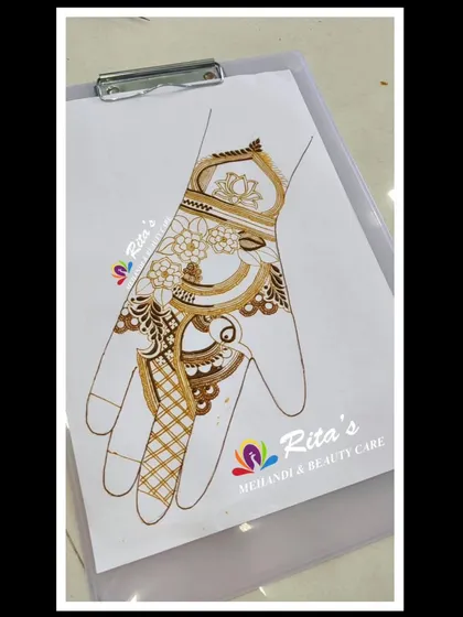 This is a sample of an elegant and modern henna design I use for demonstrations. It combines a traditional peacock with a geometric checkerboard filler, teaching students how to blend different styles.
