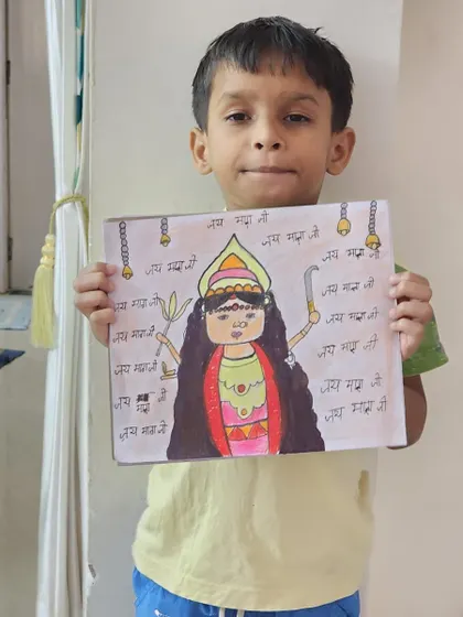 This young boy's artwork for Ram Navmi is full of devotion and color. It’s amazing to see how art helps children express their feelings and connect with traditions.