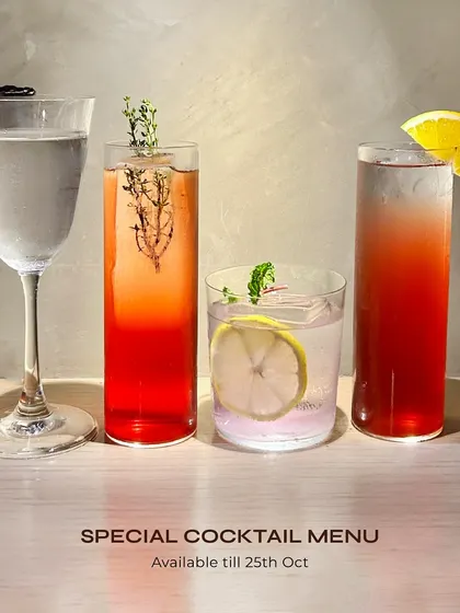 A lineup of our special cocktails from the Suntory Toki menu.