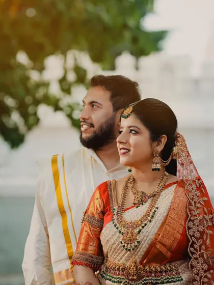 A sweet and candid portrait of the couple, their love and happiness evident in their smiles.