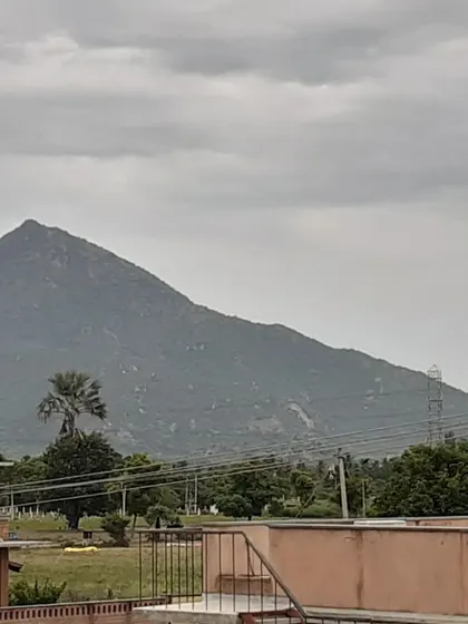 This is Arunachala, the sacred mountain that holds our space. Its ancient silence is not empty; it is full of energy that helps us disconnect from the outside world and listen within.