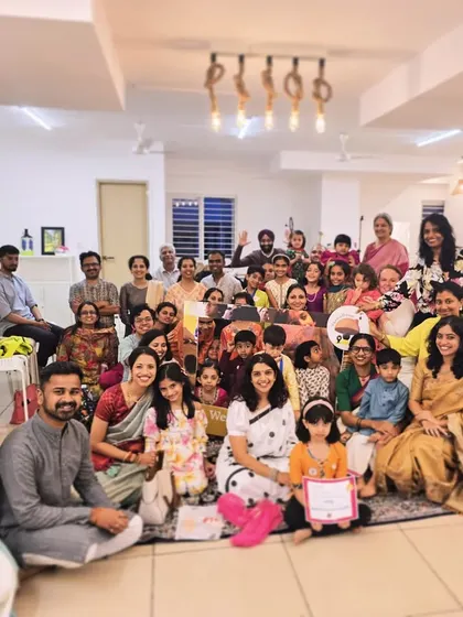 Our parivar is growing, and our hearts are full! This is what our community looks like: full of happy children, proud parents, and dedicated musicians, all celebrating the joy of Indian art music together. Once you join us, you are always a Shrota.