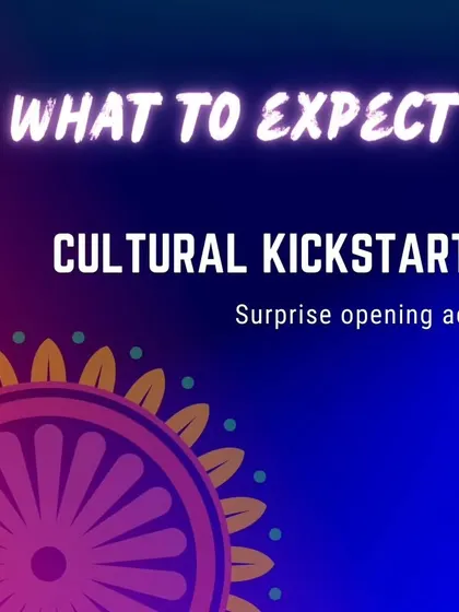 A "What to Expect" graphic for the Bengaluru event, promising a surprise cultural kickstart.
