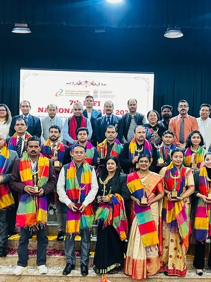 A group photograph with all the award winners at the 7th PEFI National Awards. Together, we are working to build a stronger sporting culture in India.
