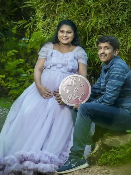 A joyful gender reveal for a baby girl. Using a simple, elegant sign is a classic and clear way to share your exciting news with friends and family.