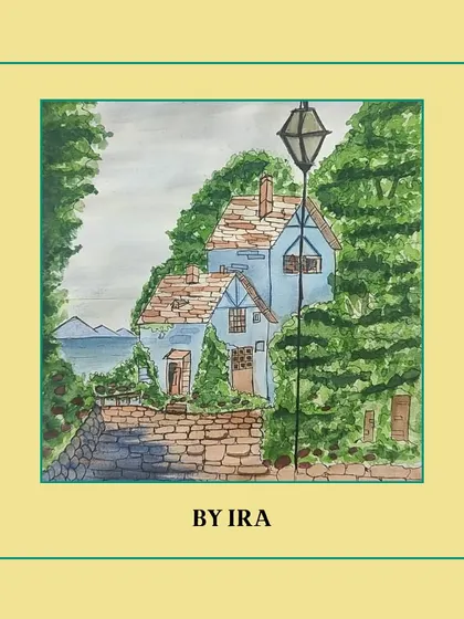 A charming seaside cottage painted by our student Ira. Her use of soft colors creates a peaceful and inviting atmosphere.
