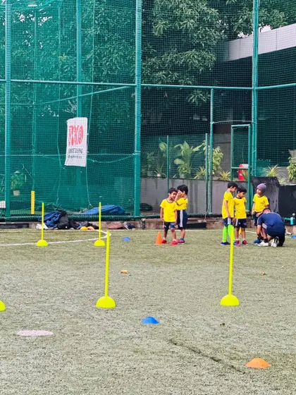 A view of our training setup with cones and poles. We use a variety of equipment to keep drills interesting and effective.