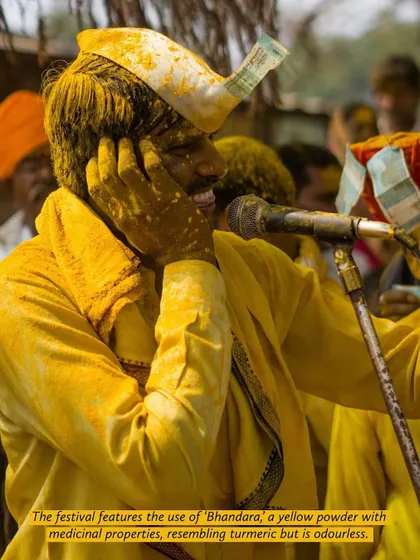 A series of striking portraits from the Pattan Kodoli festival. Each face tells a story, covered in the golden 'Bhandara' powder, reflecting deep faith and tradition.