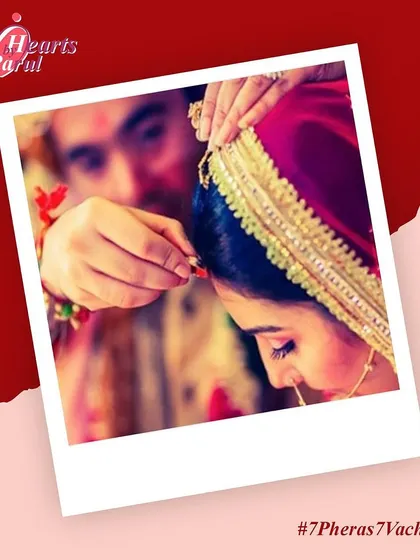 The application of sindoor is a sacred and significant ritual in a Hindu wedding, symbolizing commitment and the start of a new life. It is a beautiful moment that completes the seven vows.