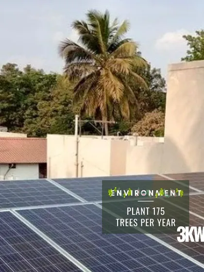 Another perspective on the green impact of a 3kW system, which offsets carbon emissions equal to 175 trees.