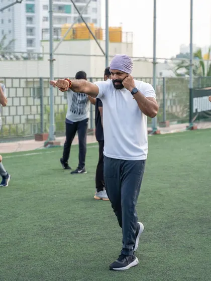 A duplicate image of a member practicing his jab, reinforcing the inclusive nature of our events.