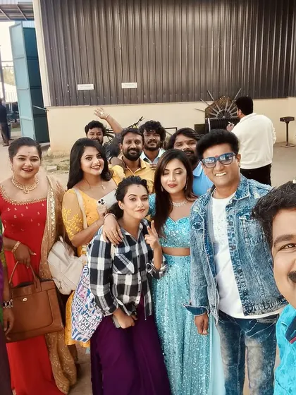 A group photo with the Maja Talkies team after our promotional visit to the Bigg Boss house.