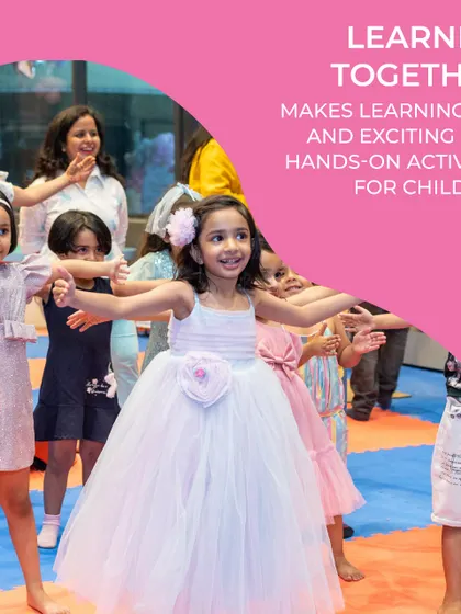 Learning and dancing together! Group activities like this are a wonderful way for kids to interact, learn new moves, and have fun in a structured setting.