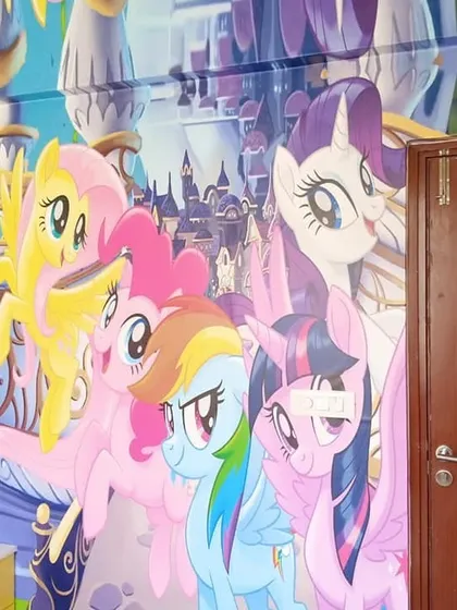 A duplicate of media 140, showcasing the popular 'My Little Pony' characters in a high-quality, full-wall installation.