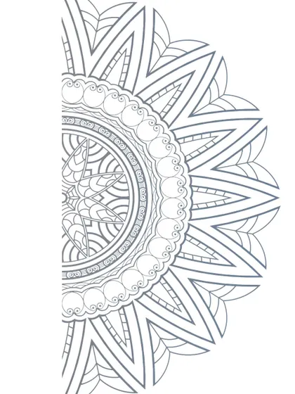 The digital design for the half-mandala, which serves as the blueprint for the final hand-painted mural.