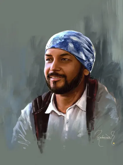 This portrait was a birthday gift for a mentor and teacher who has been a great inspiration. I wanted to capture his kind and motivating presence through a warm and gentle expression.