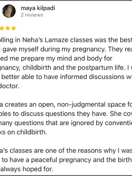 A client calls the Lamaze classes the "best gift" she gave herself during pregnancy, helping her prepare her mind and body for a peaceful birth.