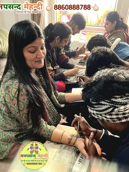 A shot from a busy mehndi party, with my team applying designs for multiple guests at once. We are efficient, professional, and ensure everyone gets a beautiful design.