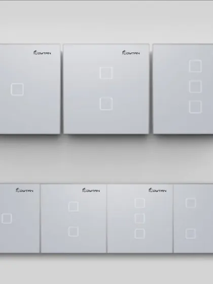 I offer a full range of smart switches to match any home's needs. This collection shows various configurations, from single to multi-gang panels, all with a clean, modern aesthetic.