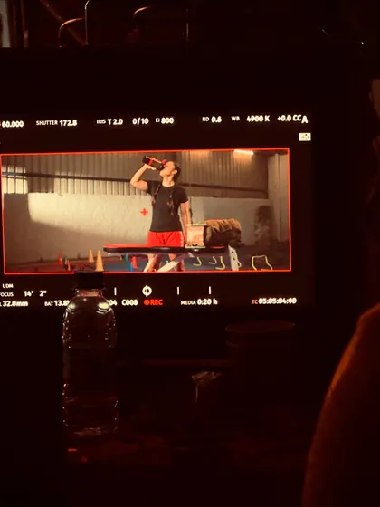 A monitor shot from a TVC shoot for a sattu drink. This gives a real behind the scenes look at what it's like on a professional set, showing the final image on the director's screen.